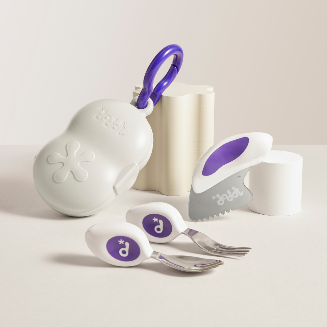 Doddl Kleinkinder-Besteckset (Löffel, Gabel & Messer) mit Etui.