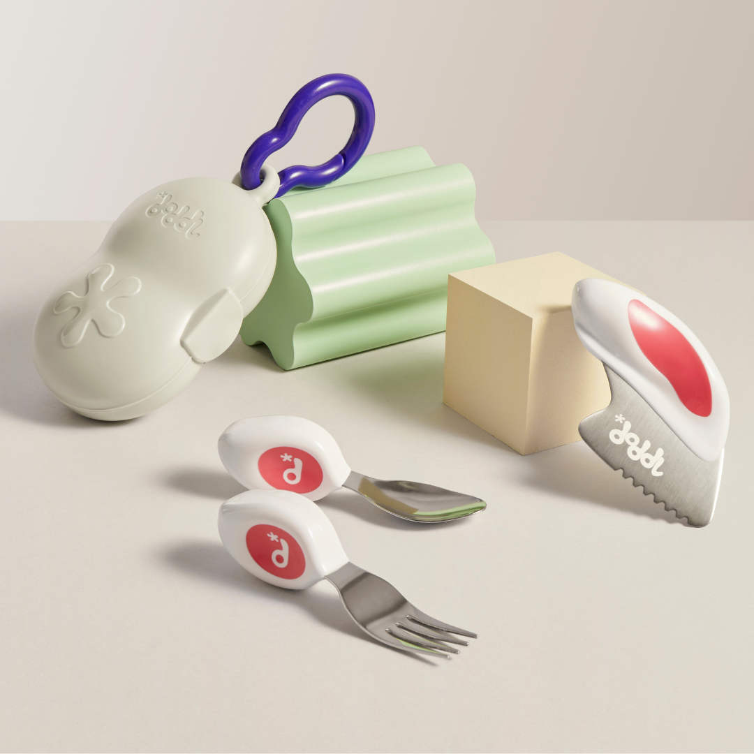 Doddl Kleinkinder-Besteckset (Löffel, Gabel & Messer) mit Etui.