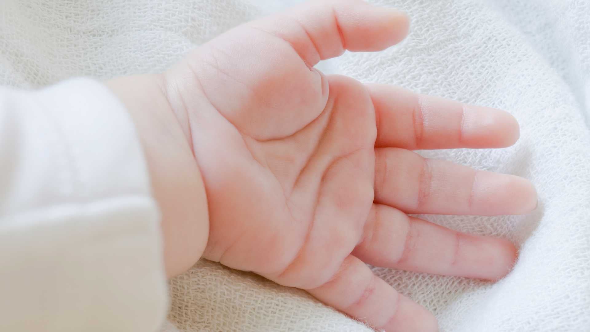 Baby's hand in close up, palm upwards