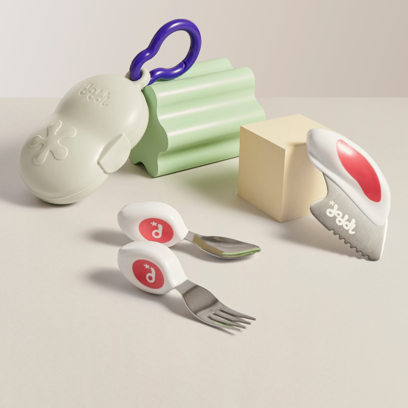 doddl toddler spoon, fork & knife flatware set with case