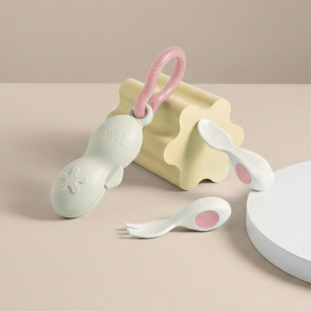 doddl baby cutlery in dusky rose 