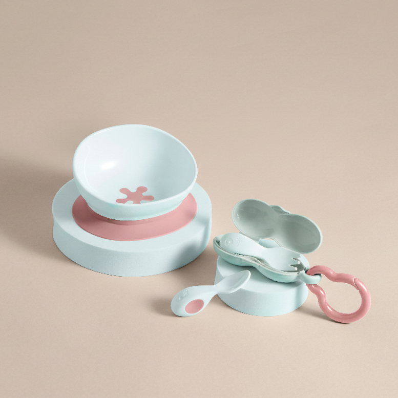 doddl baby spoon and baby fork set with the doddl bowl