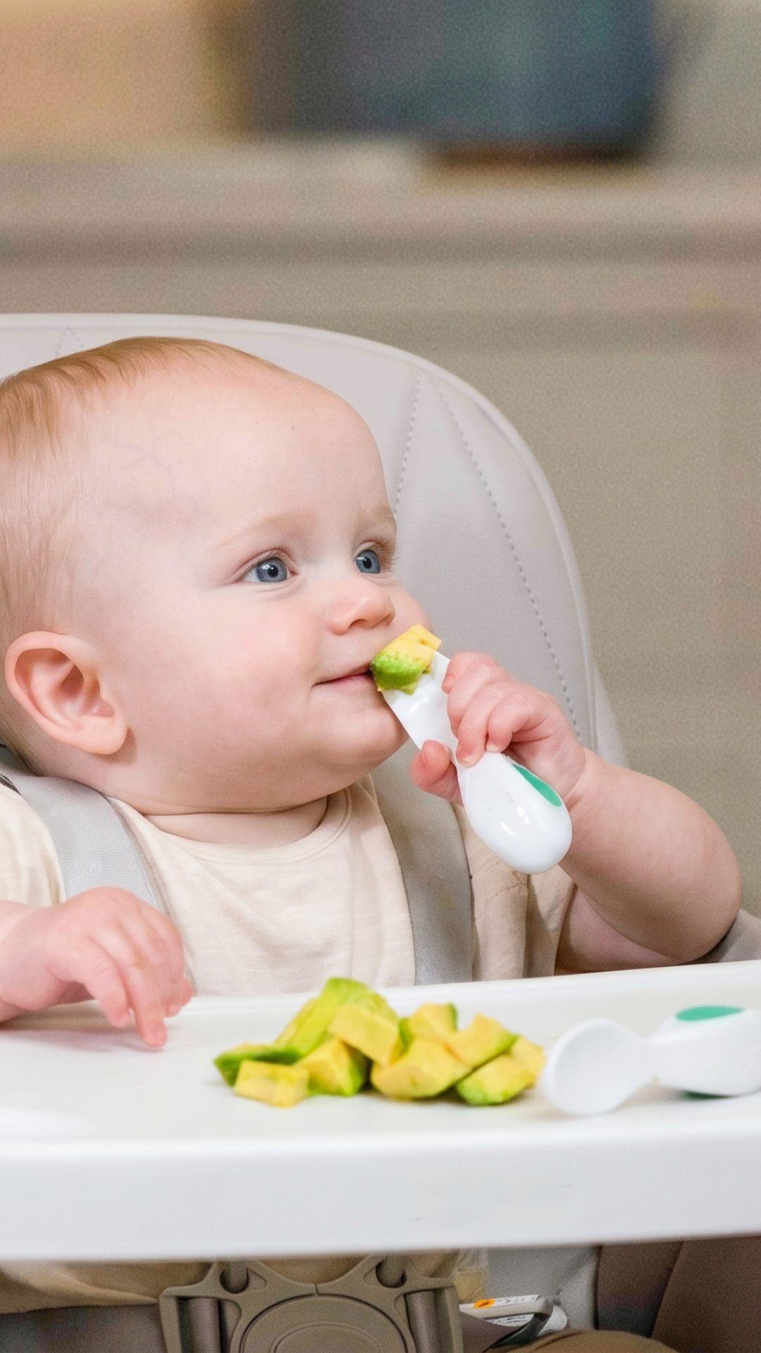 A child at the first foods stage