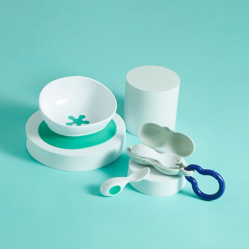 Doddl Baby-Fütterungsset Babybesteck und Doddl 2-in-1 Saugnapf